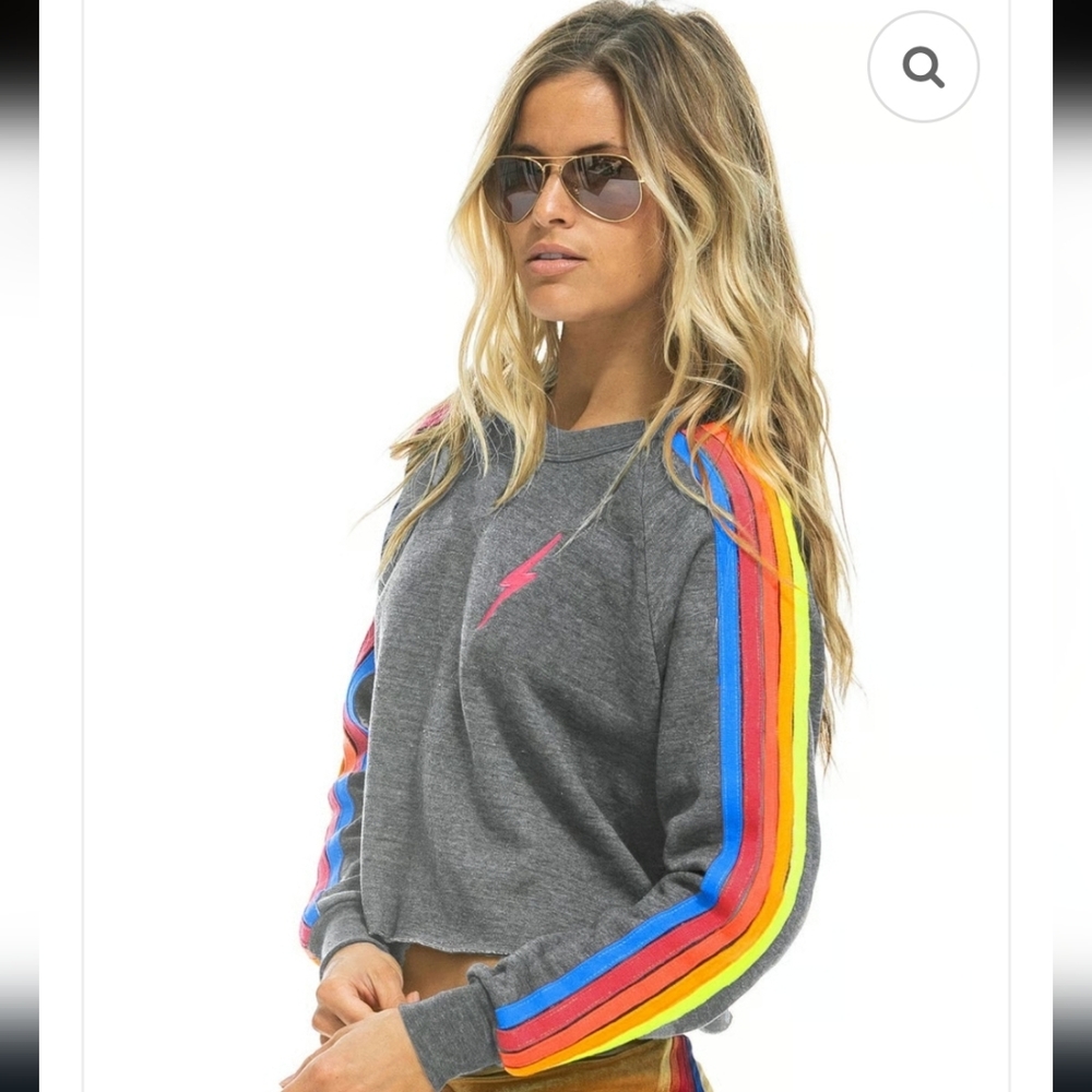 Aviator Nation Bolt Cropped Sweatshit Medium